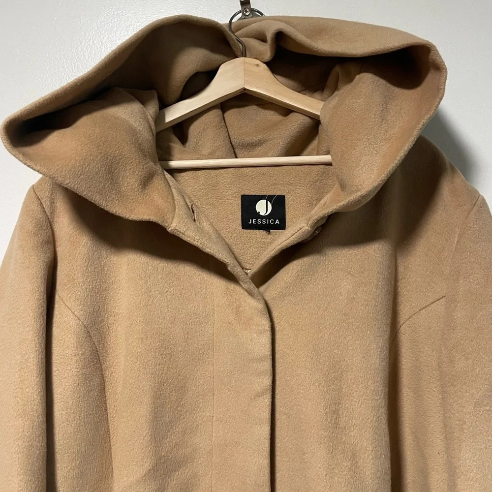 Jessica Women’s Camel Oversized Hooded Coat - Picture 2 of 10